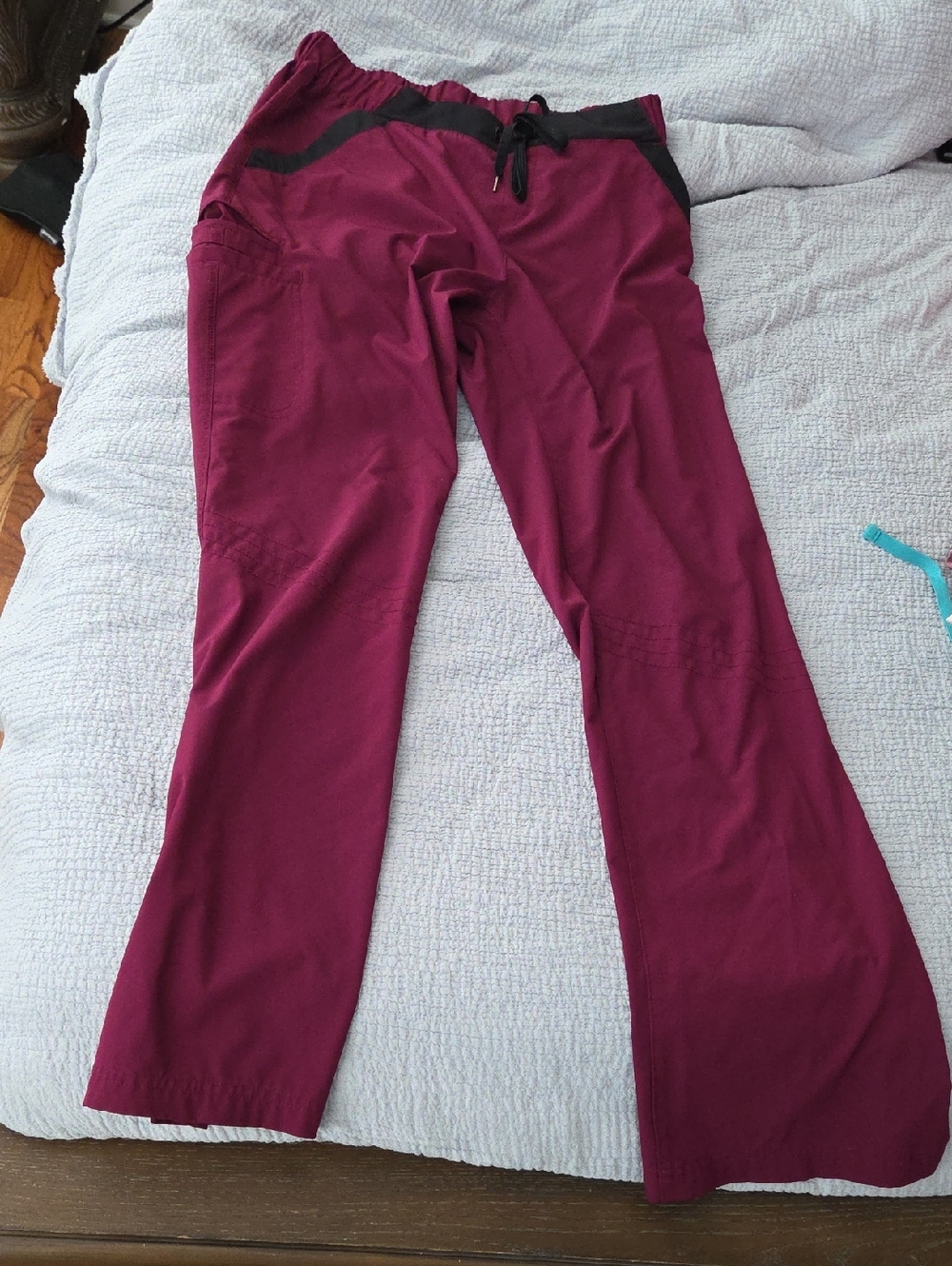 healing hands Burgundy Jogger-Style Kids Scrub Pants with Black Waistband